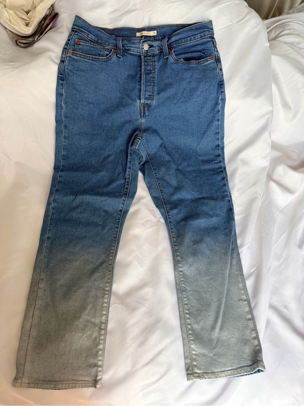 Levi's Wedgie Straight Jeans Size 32 Metallic Silver Fade